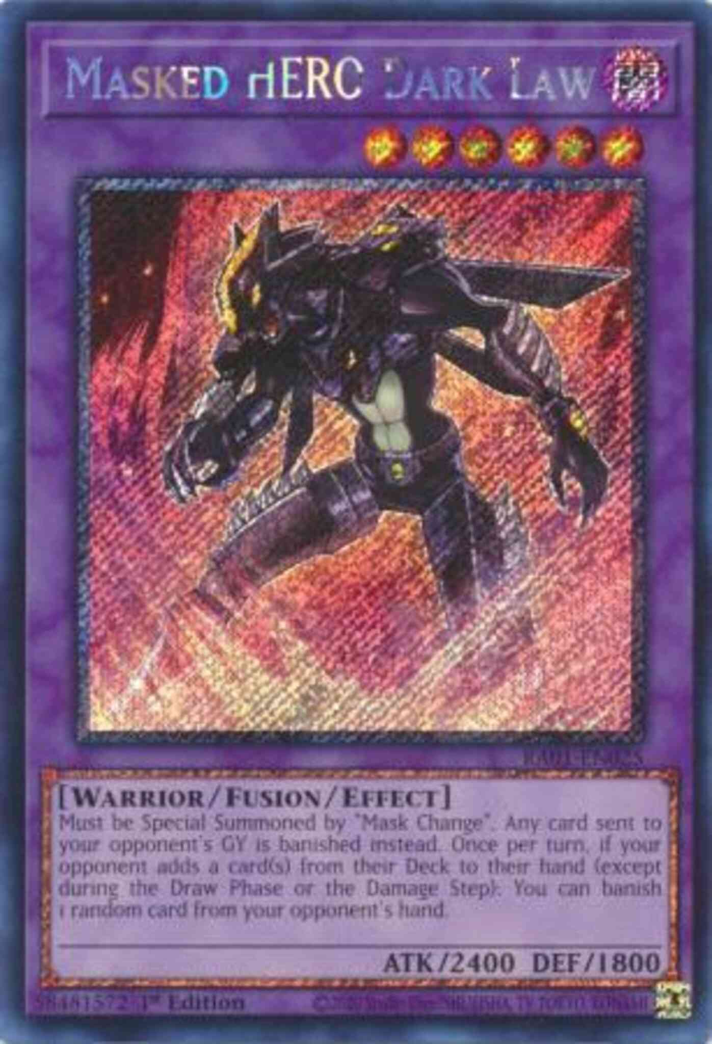 Masked HERO Dark Law - RA01-EN025 - Platinum Secret Rare - 1st Edition