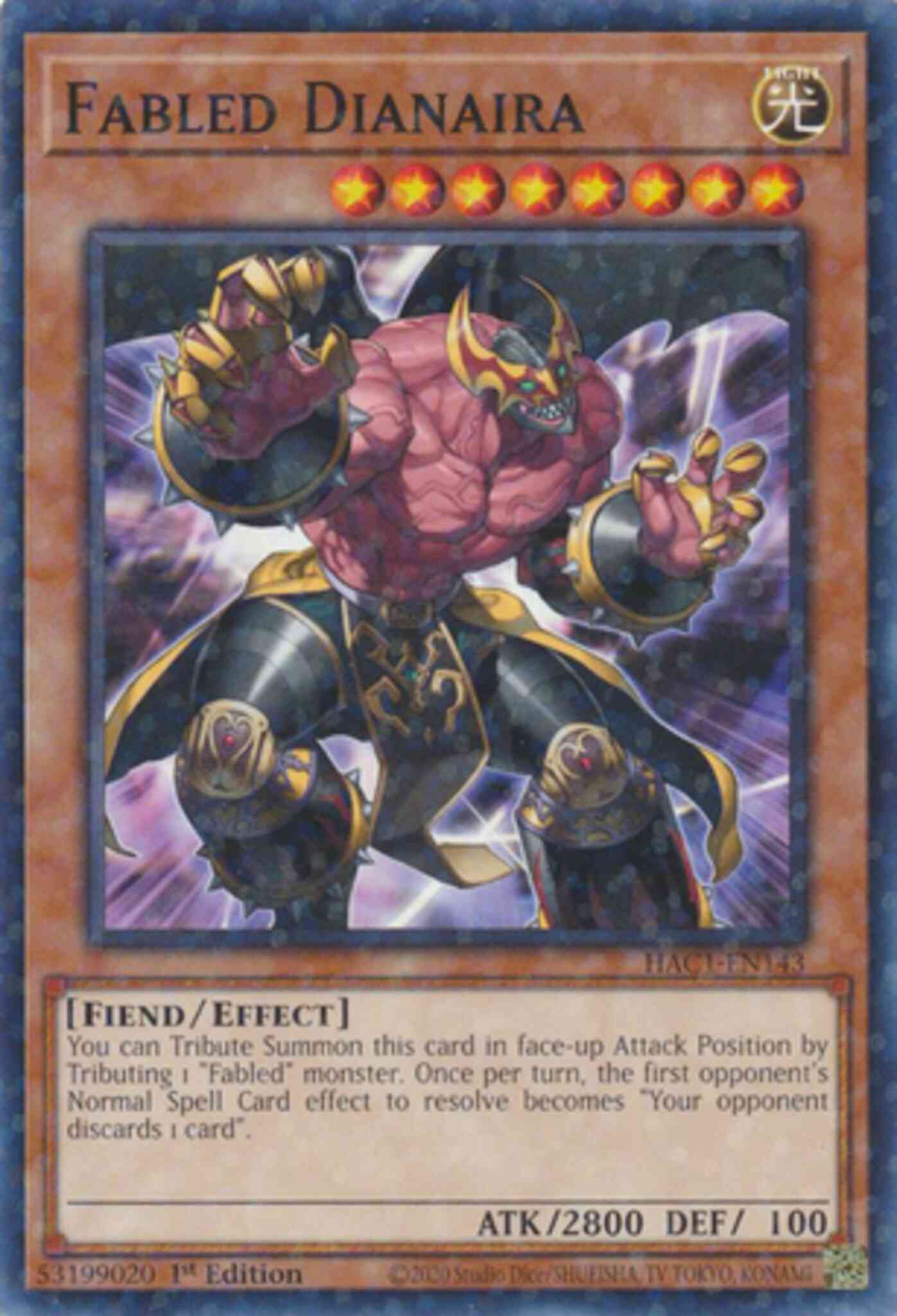 Fabled Dianaira - HAC1-EN143 - Duel Terminal Normal Parallel Rare - 1st Edition