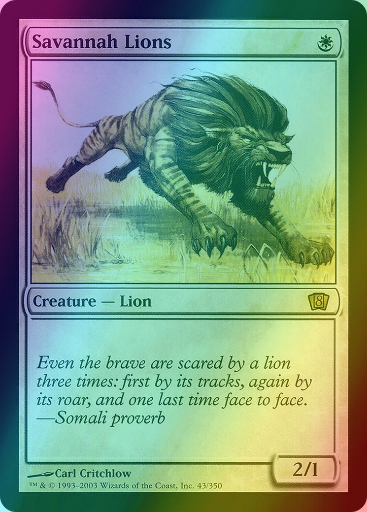 mtg cards with books in the art Savannah Lions [43x] [Eighth Edition] [Foil] – Face to Face Games