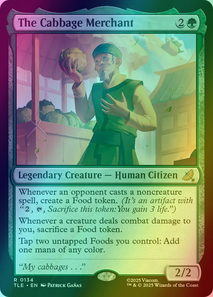 cabbage merchants mtg card Commander Deck EDH Deck The Merchant 100 Magic Cards Custom Deck Avatar: The Last Airbender Green Food Deck Whenever a creature deals combat damage to you Unlucky Cabbage Merchant Avatar: The