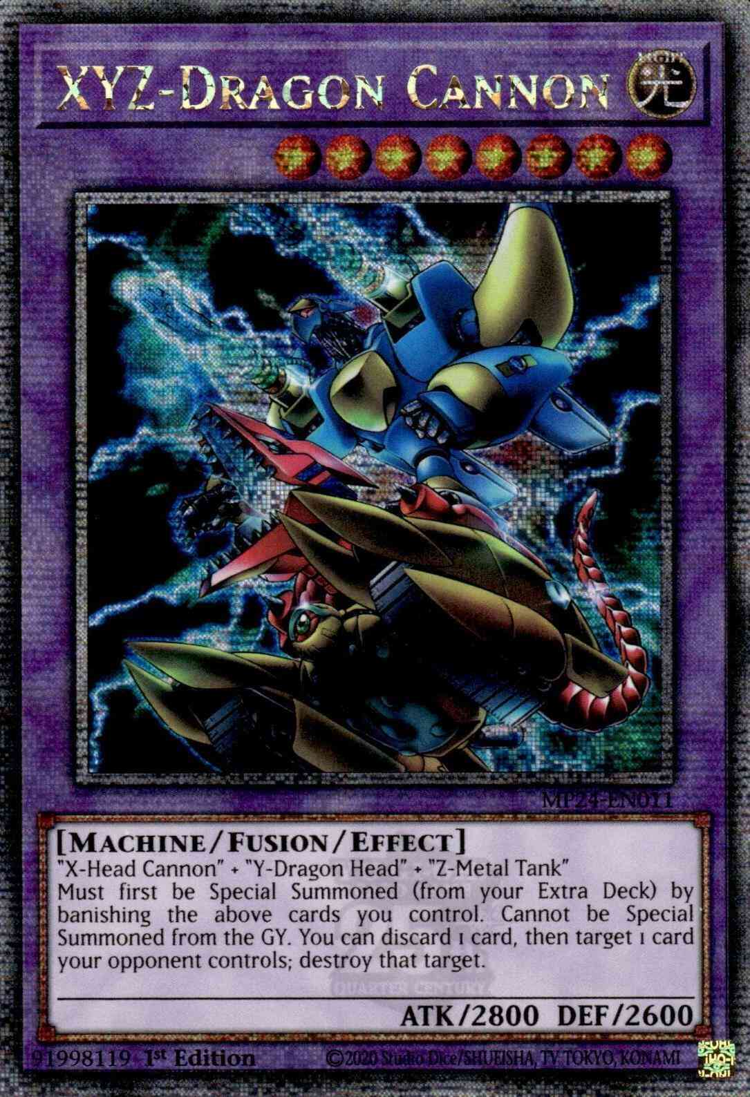 XYZ-Dragon Cannon - Alternate Art - MP24-EN011 - Quarter Century Secret Rare - 1st Edition