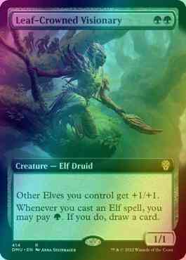 mtg cards with adapt Leaf-Crowned Visionary [414] [Extended Art] [Dominaria United] [Foil] –  Face to Face Games