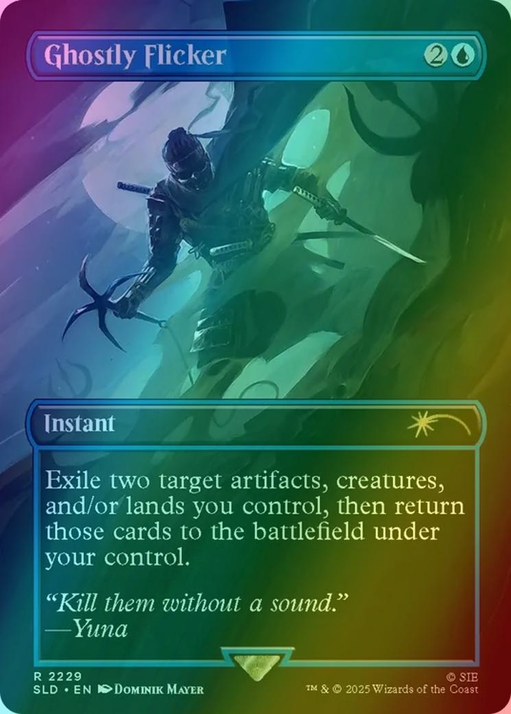Ghostly Flicker [2229] [Borderless] [Ghost of Tsushima] [Secret Lair Drop]  [Rainbow Foil] – Face to Face Games
