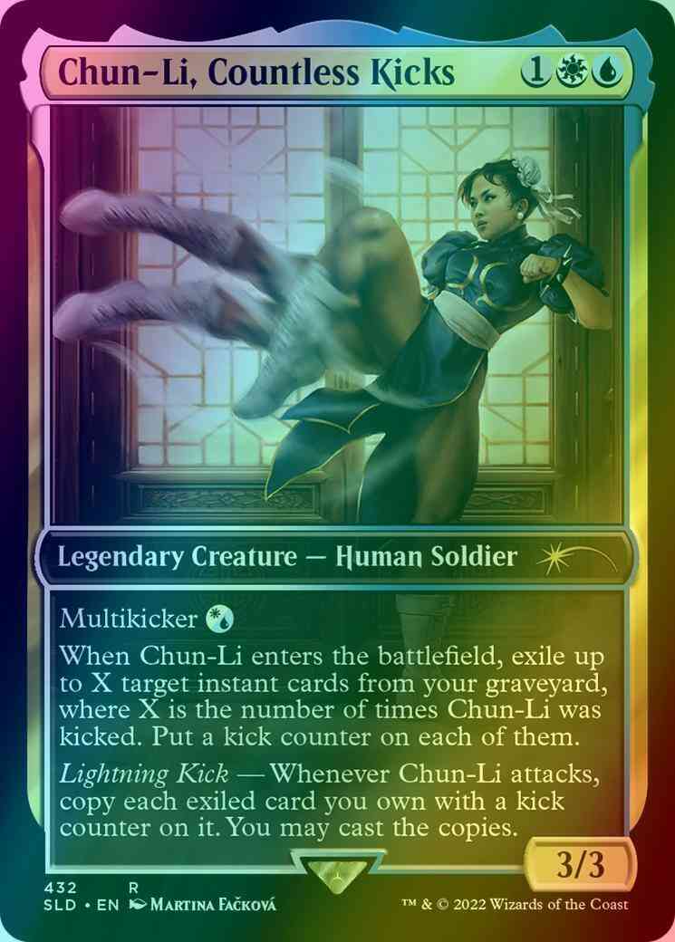 chun li mtg card New Ninja frame added to MythicBlackCore.com Chun-Li, Countless Kicks Designed using MythicBlackCore.com #mtg #magicthegathering #mtgproxy #mtglegacy #mtgcube #mtgmodern #oldschoolmtg #mtgvintage #mtgcommunity #mtgedh #mtgcommander #edh #mtgcustom