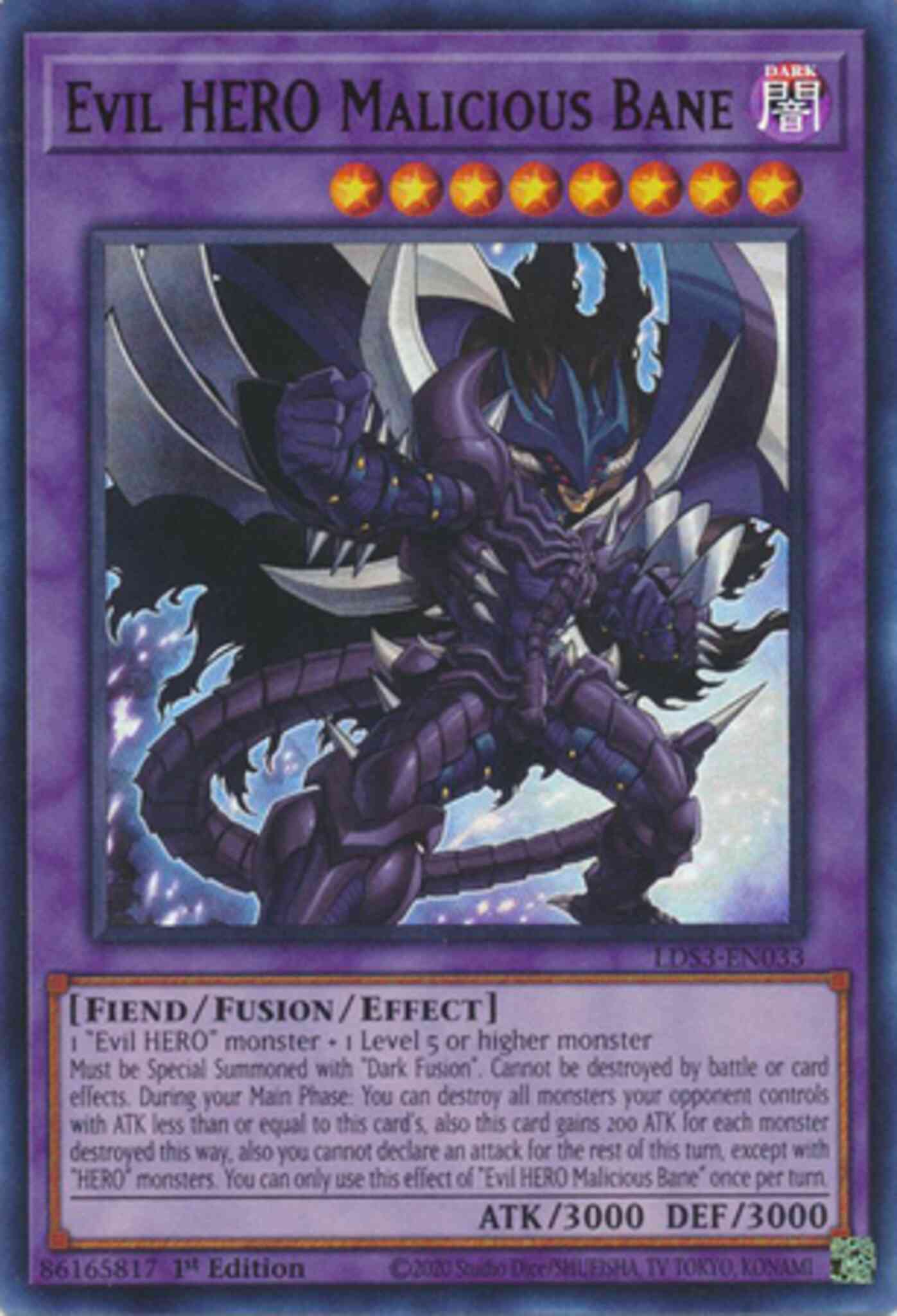 Evil HERO Malicious Bane - Red - LDS3-EN033 - Ultra Rare - 1st Edition