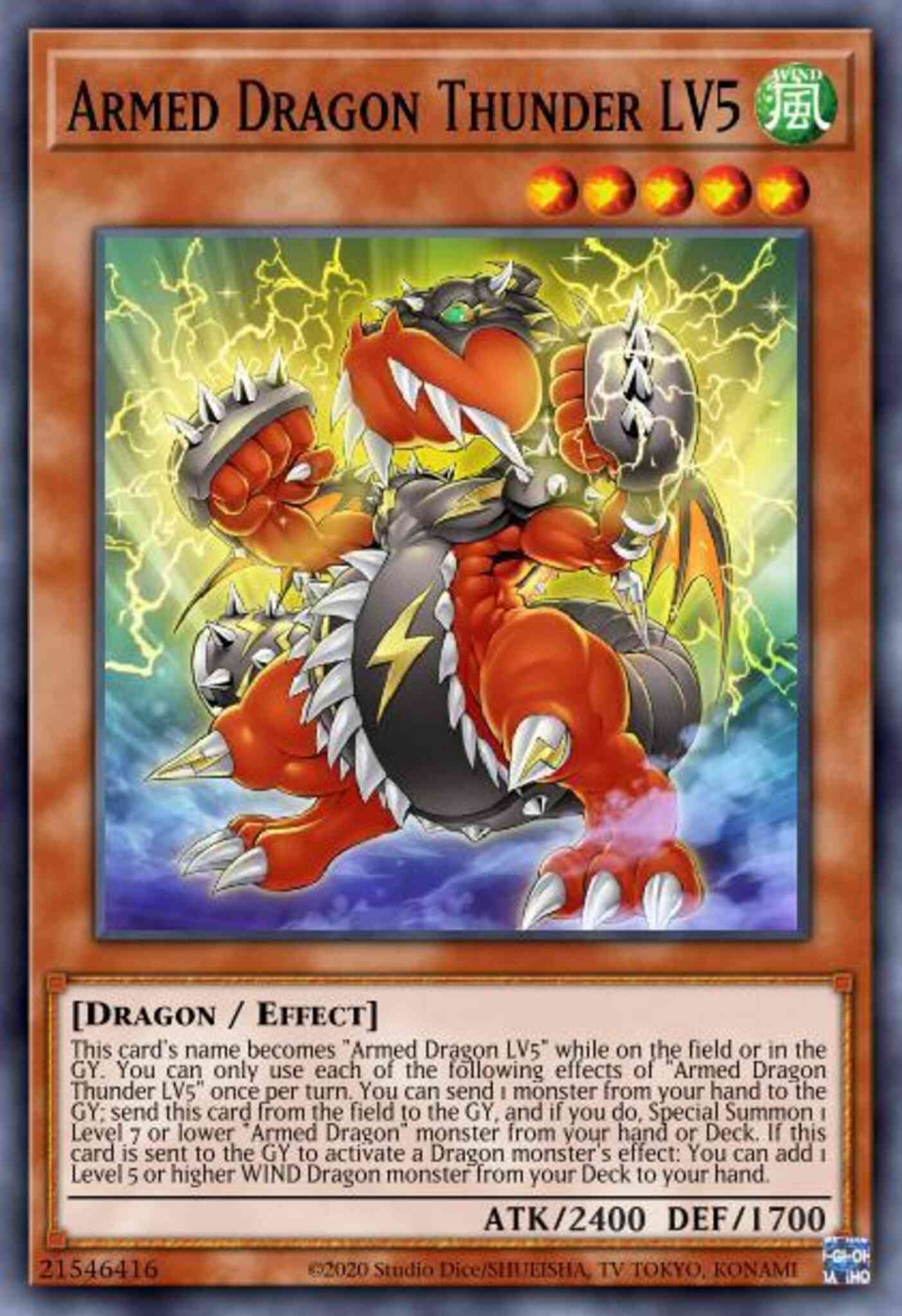 Armed Dragon Thunder LV5 - BLVO-EN003 - Super Rare - 1st Edition