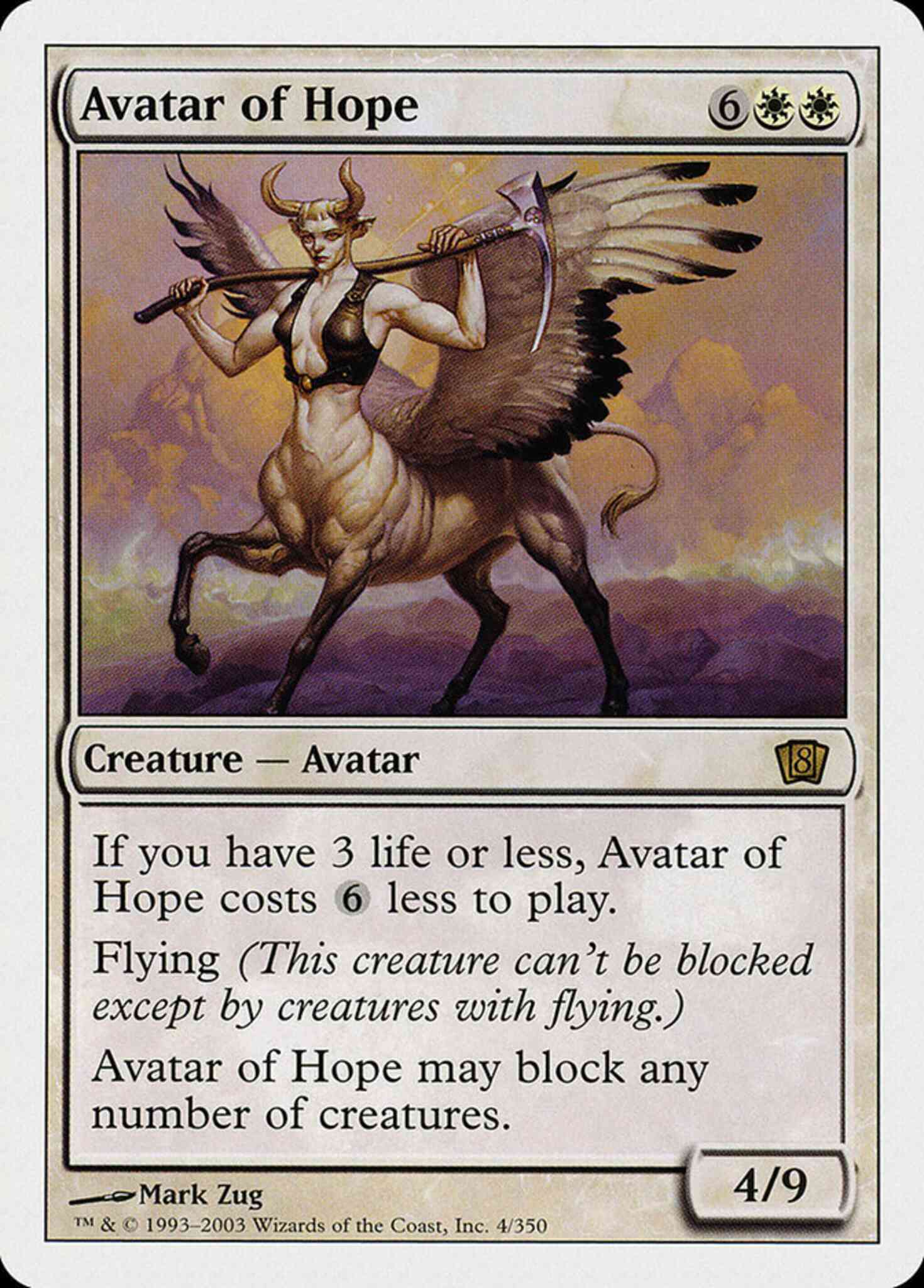 Avatar of Hope [4] [Eighth Edition] [Non-Foil] – Face to Face Games
