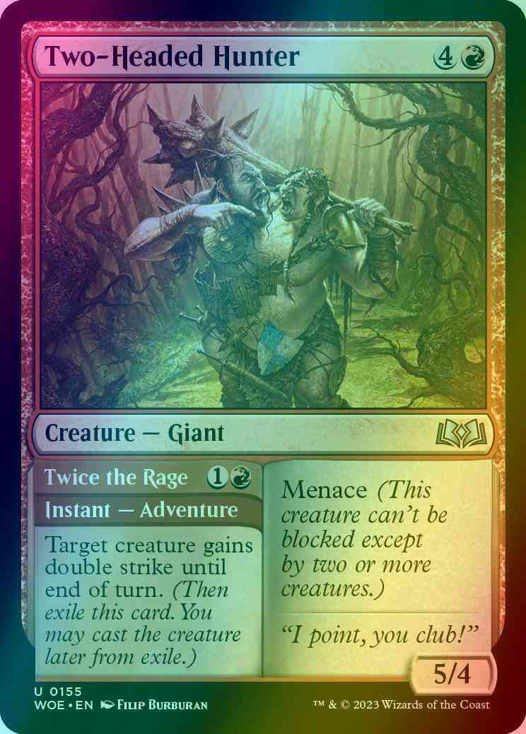 Two-Headed Hunter // Twice the Rage [155] [Wilds of Eldraine] [Foil] – Face  to Face Games