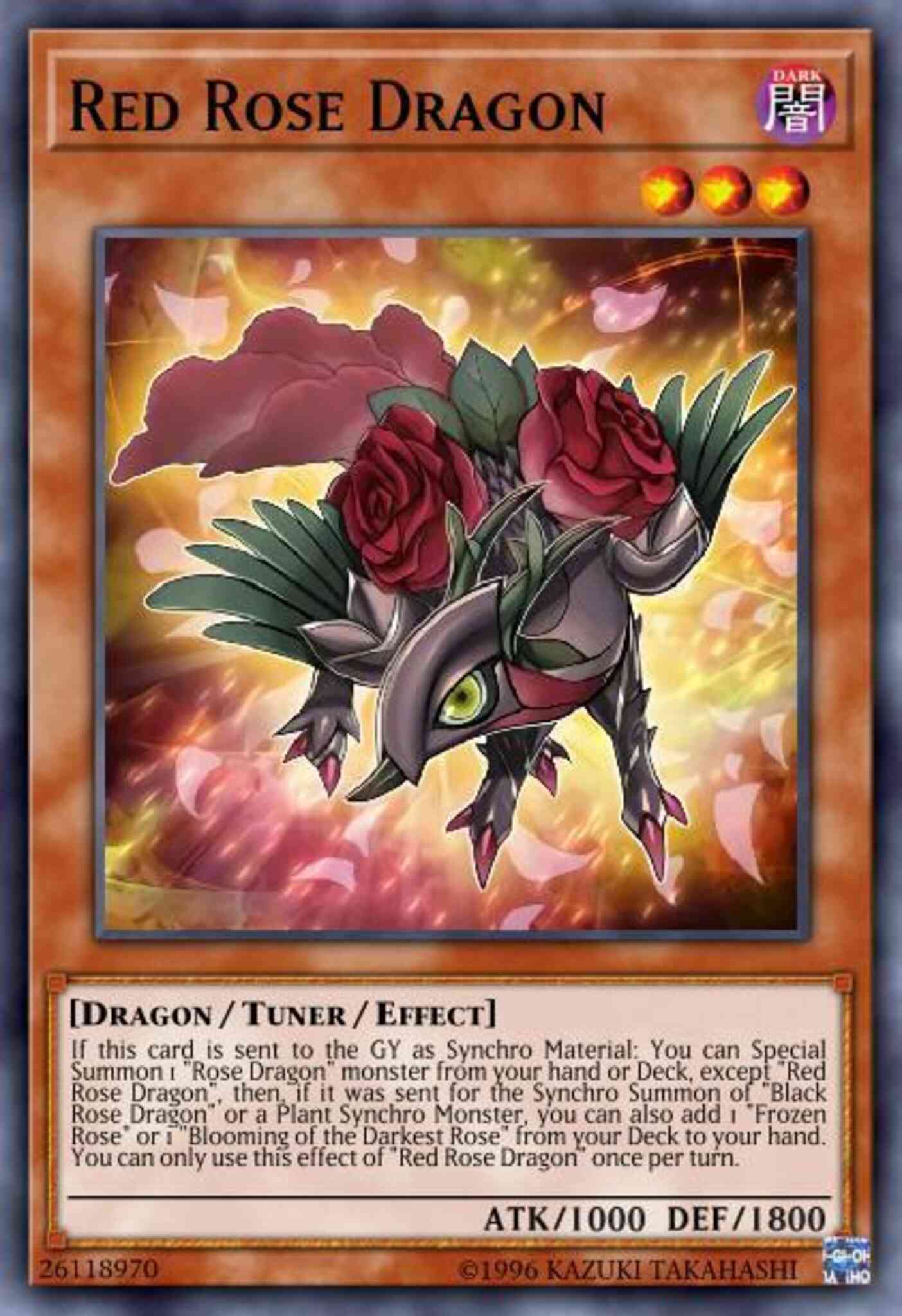 Red Rose Dragon - LED4-EN025 - Rare - 1st Edition