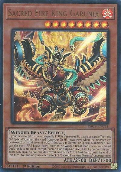 Sacred Fire King Garunix - RA05-EN031 - Ultra Rare - 1st Edition