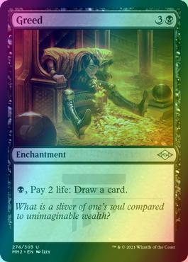greed mtg card Greed [274] [Modern Horizons 2] [Etched Foil] – Face to Face Games