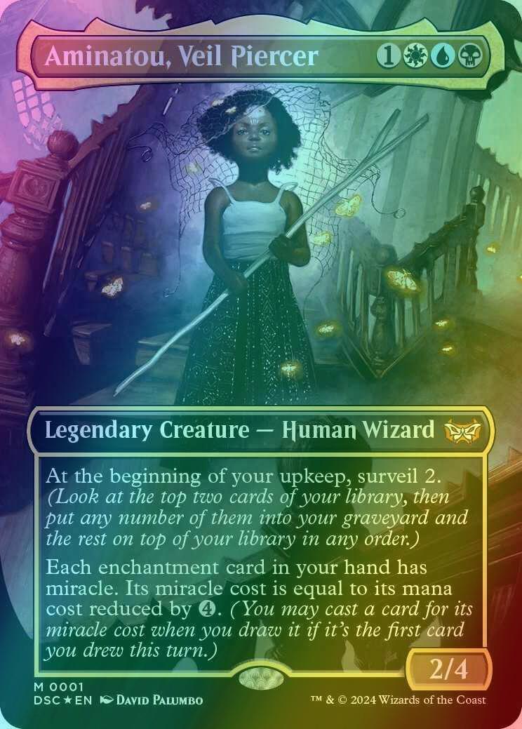 Aminatou, Veil Piercer [1] [Borderless] [Duskmourn: House of Horror:  Commander] [Foil] – Face to Face Games