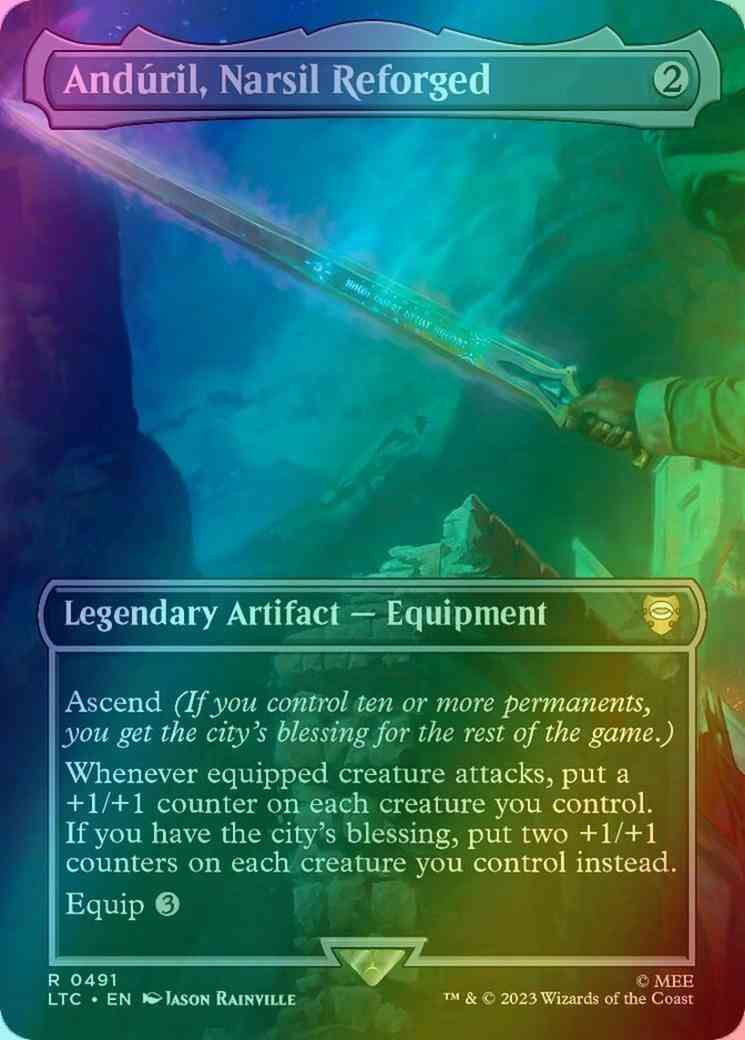 Andúril, Narsil Reforged [491] [Borderless] [The Lord of the Rings: Tales  of Middle-earth: Commander] [Foil] – Face to Face Games