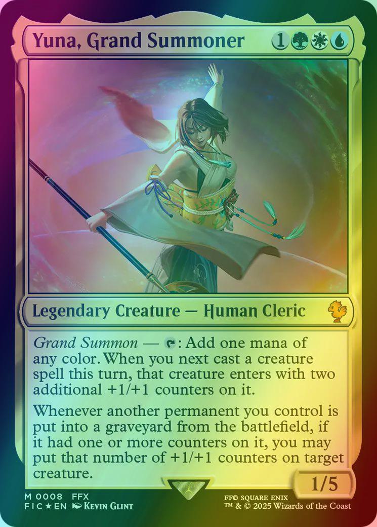 yuna grand summoner mtg card Ultra Pro Playmat: Final Fantasy - Yuna, (Black Stitched) (PREORDER) These ones feature beautiful art of Yuna from Final Fantasy X.es Each pack contains 80 sleeves at a standard size of 67 x 92mm. Yuna, Grand Summoner (FIC) (208)