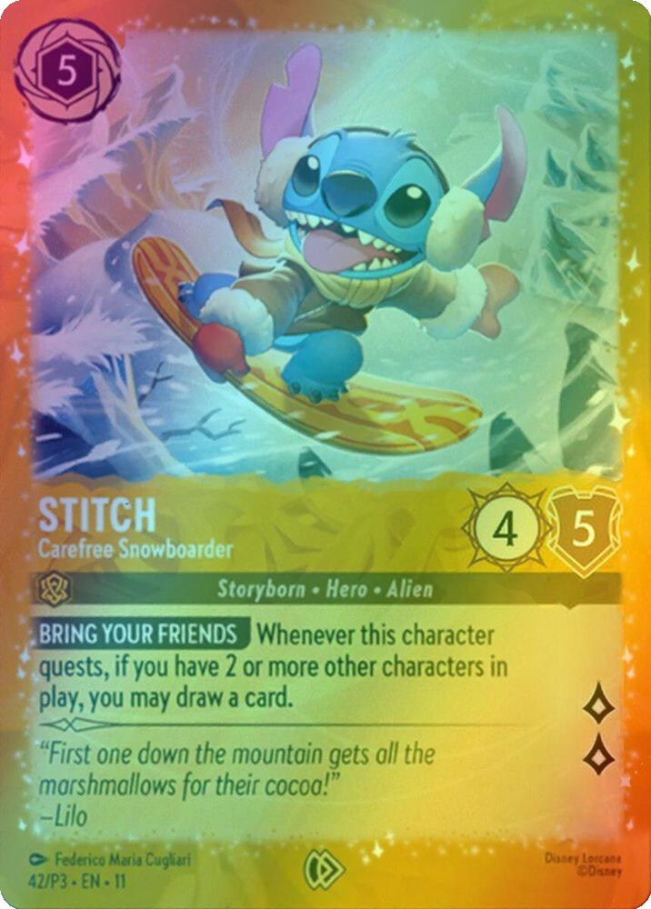 Stitch - Carefree Snowboarder - 42/P3 [Disney Lorcana Promo Cards
