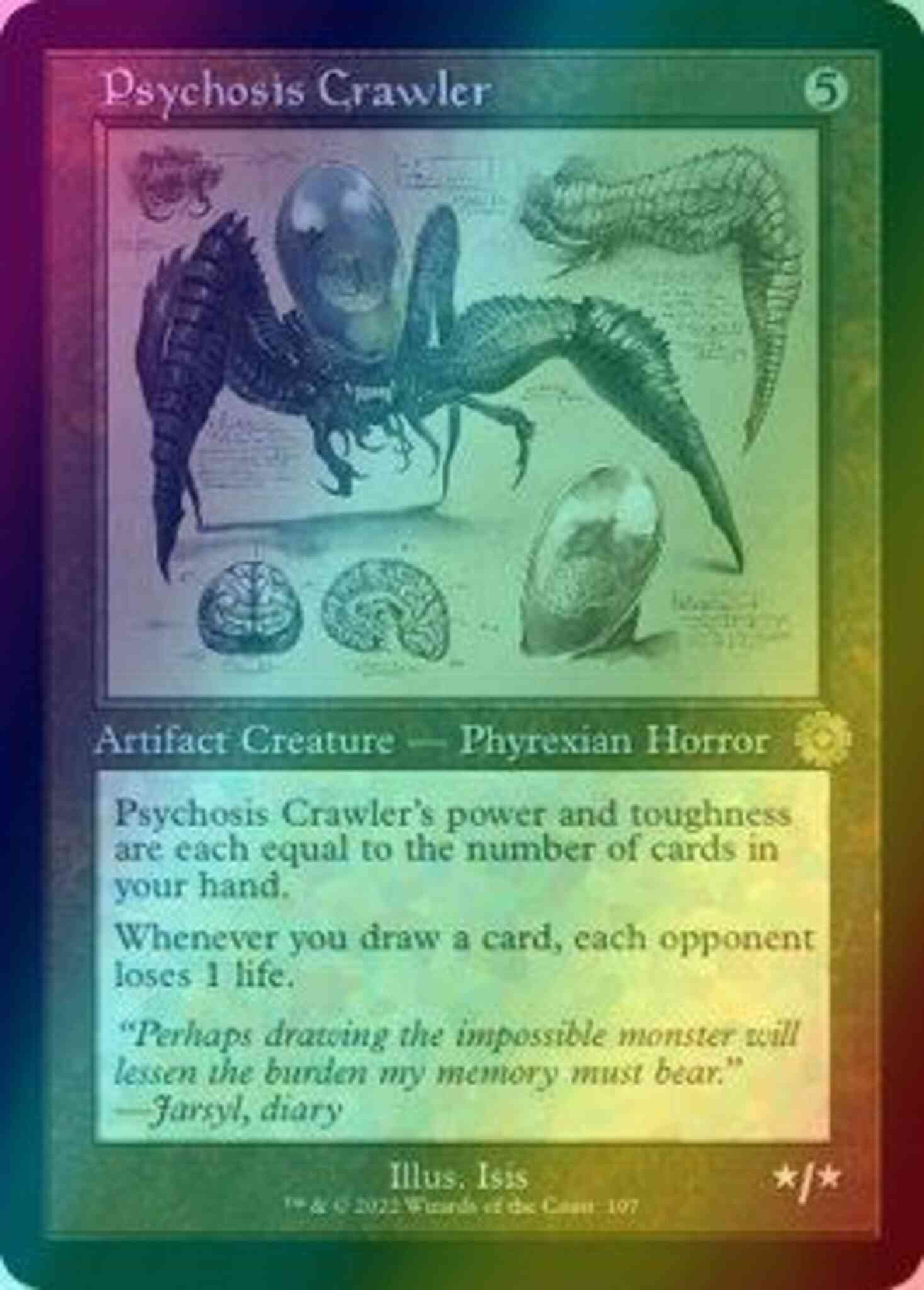 mtg cards like psychosis crawler Art Card (Gold-Stamped Signature) [The Brothers' War TokenMTG The Gathering MTG Psychosis Crawler 6