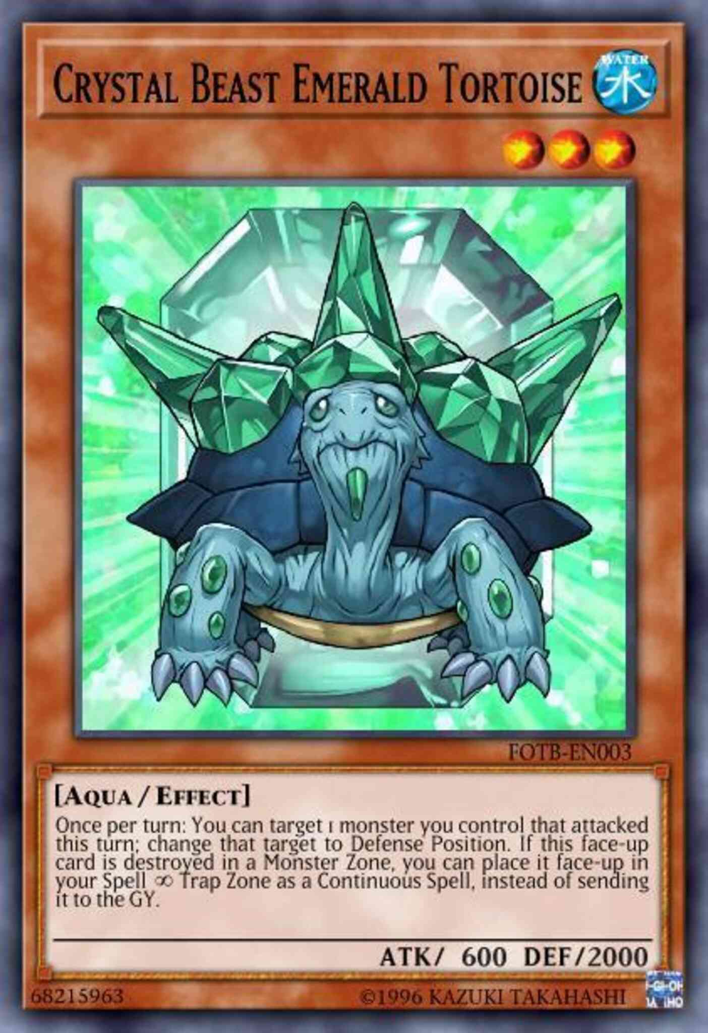 Crystal Beast Emerald Tortoise - DP07-EN003 - Common - 1st Edition