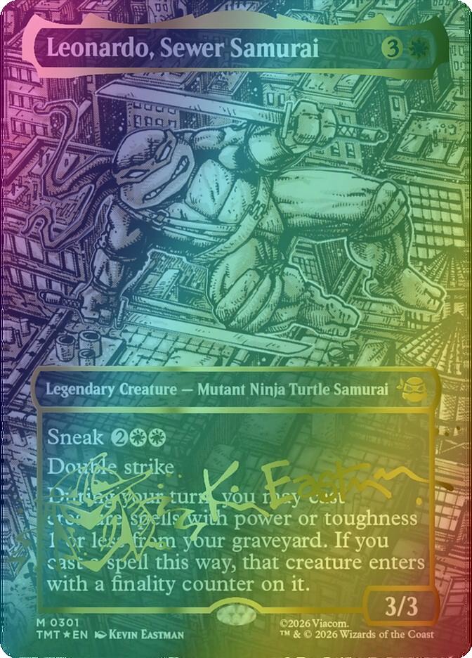 MTG Leonardo, Sewer Samurai 箔押しヘッドライナー Foil】(301)□ボーダーレス□《下水道侍、レオナルド/Leonardo, Sewer