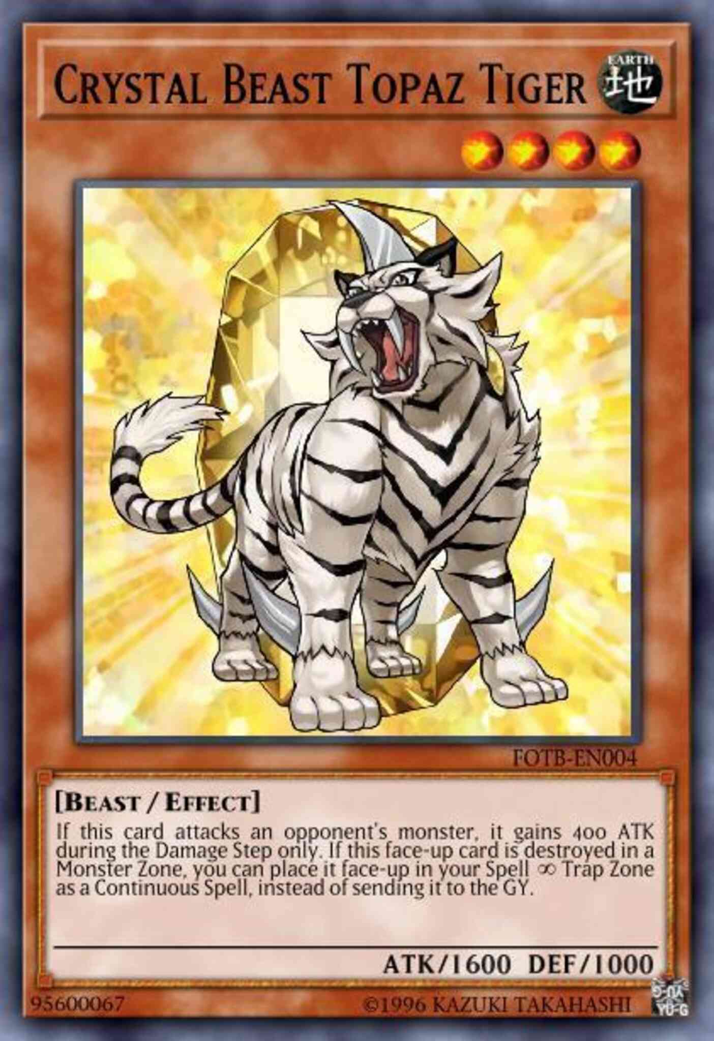 Crystal Beast Topaz Tiger - DP07-EN004 - Rare - 1st Edition