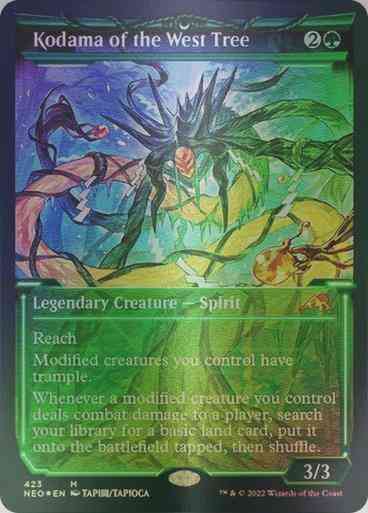 kodama cards mtg Kodama of the West Tree [423] [Soft Glow Showcase] [Kamigawa: Neon Dynasty]  [Etched Foil] – Face to Face Games