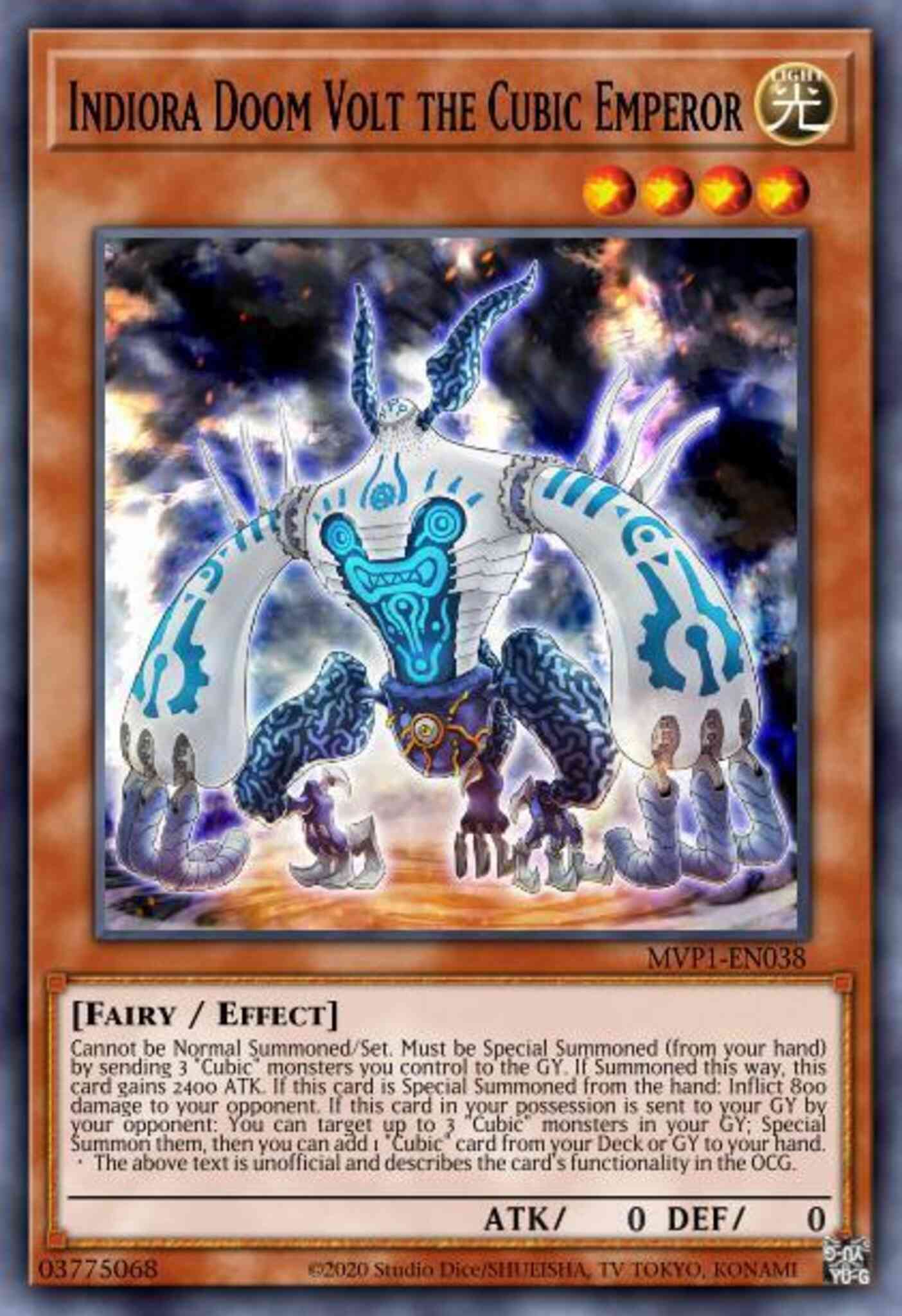 Indiora Doom Volt the Cubic Emperor - MVP1-ENS38 - Secret Rare - 1st Edition