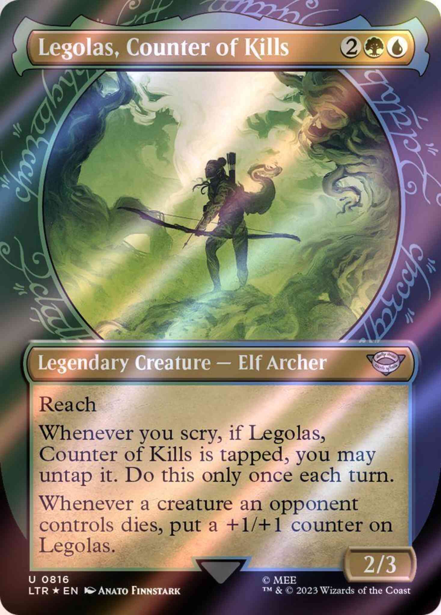 legolas mtg card Legolas, Counter of Kills [816] [Ring Showcase] [The Lord of the Rings:  Tales of Middle-earth] [Surge Foil] – Face to Face Games