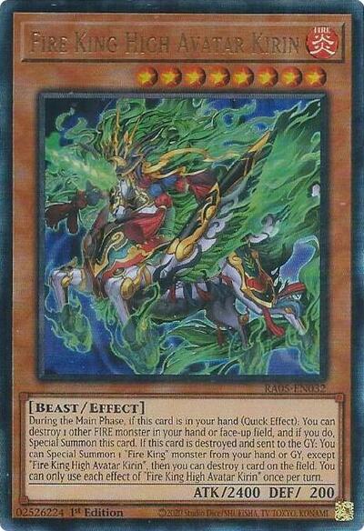 Fire King High Avatar Kirin - RA05-EN032 - Ultimate Rare - 1st Edition