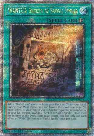 WANTED: Seeker of Sinful Spoils - AGOV-EN054 - Quarter Century Secret Rare - 1st Edition