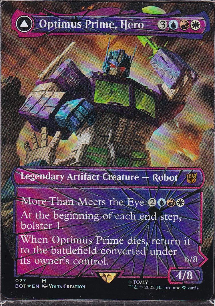 Optimus Prime, Hero // Optimus Prime, Autobot Leader - Borderless -  Shattered Glass - Foil - Scan 11686  Face to Face Games