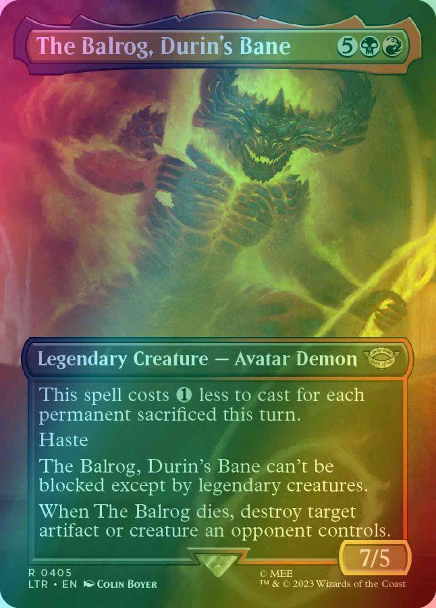 The Balrog, Durin's Bane [405] [Borderless] [The Lord of the Rings: Tales  of Middle-earth] [Foil] – Face to Face Games