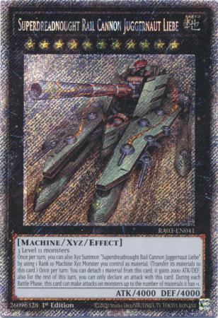 Superdreadnought Rail Cannon Juggernaut Liebe - RA03-EN041 - Platinum Secret Rare - 1st Edition