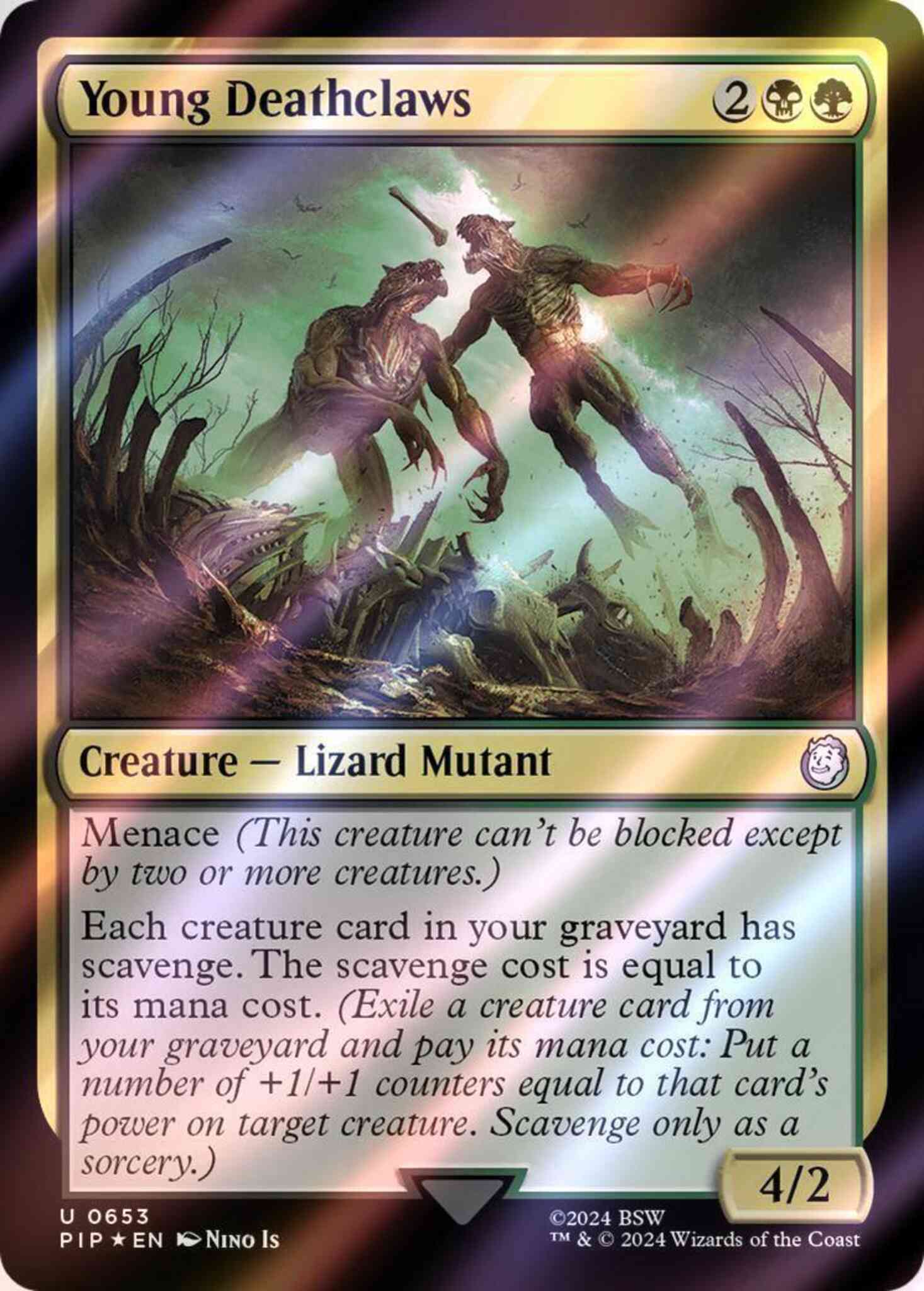 mtg deathclaw card Alpha Deathclaw (Showcase) [Fallout] – TokenMTG