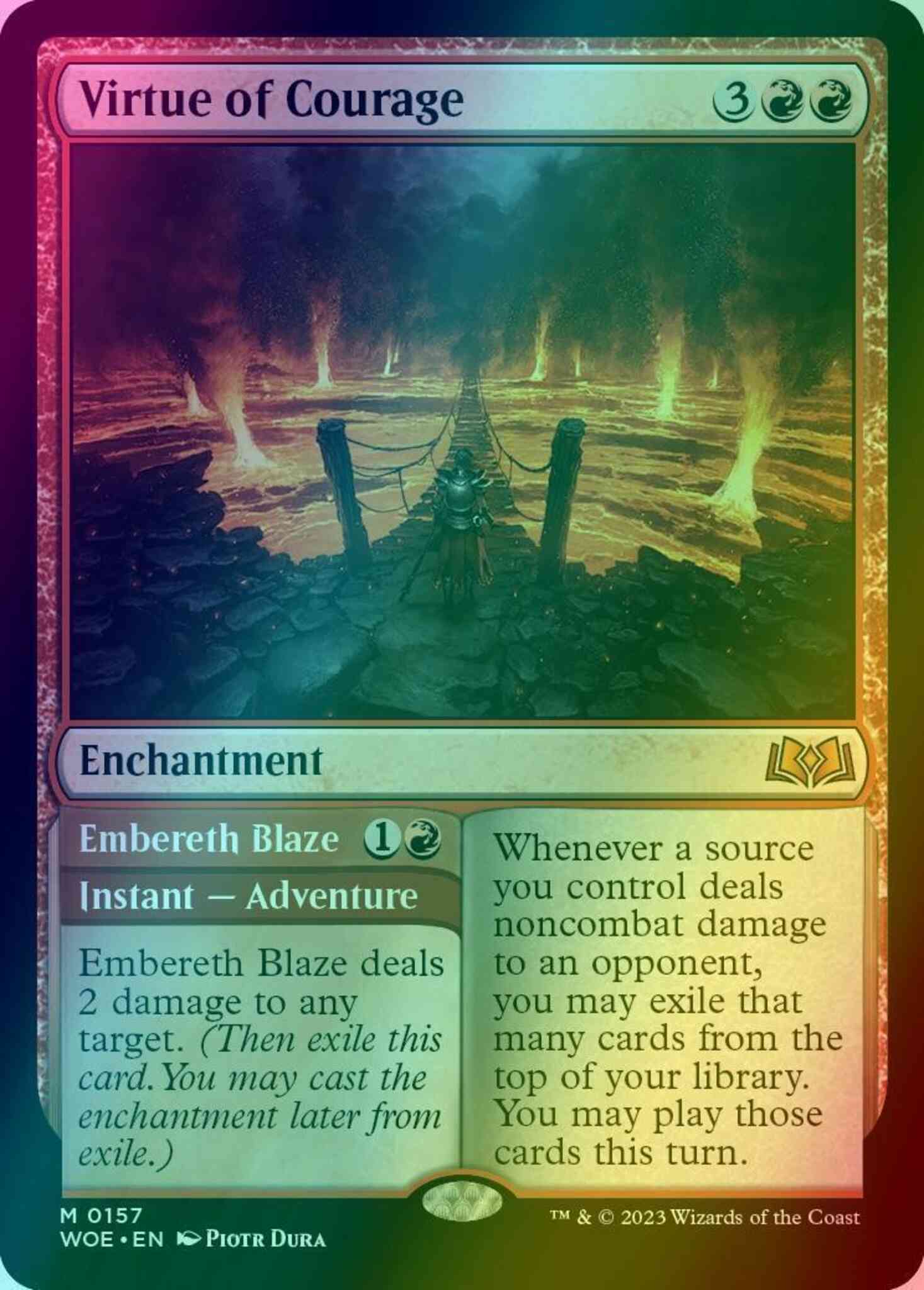 Virtue of Courage // Embereth Blaze [157] [Wilds of Eldraine] [Foil] – Face  to Face Games