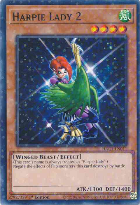 Harpie Lady 2 - HAC1-EN011 - Duel Terminal Normal Parallel Rare - 1st Edition