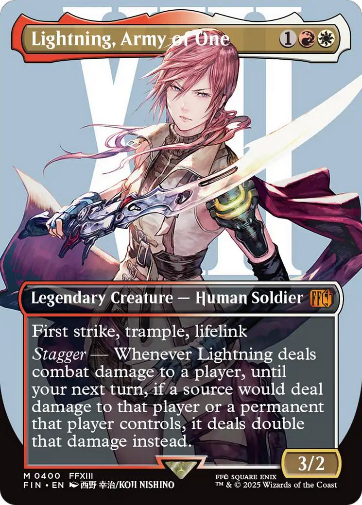 Lightning, Army of One [400] [Borderless] [Character] [FINAL FANTASY]  [Non-Foil]  Face to Face Games