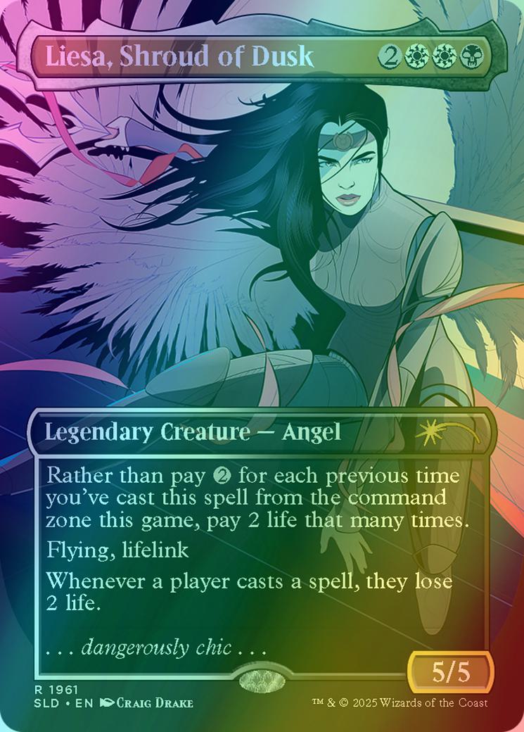 Liesa, Shroud of Dusk [1961] [Borderless] [Slay the Day] [Secret Lair Drop]  [Foil] – Face to Face Games