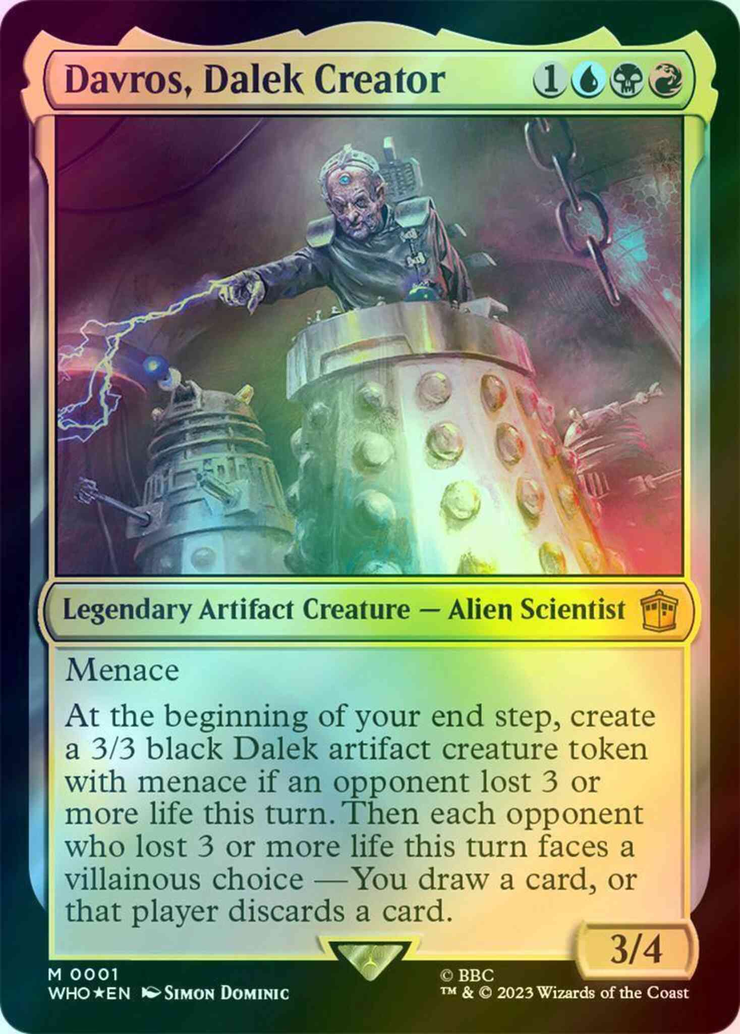 dalek mtg card Magic: The Gathering Doctor Who Commander Deck Caan Draw two cards Dalek cards for dalek Emperor