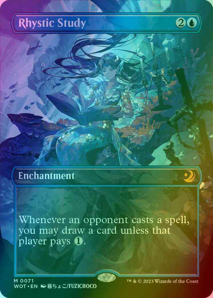 Rhystic Study [71] [Borderless] [Anime] [Wilds of Eldraine