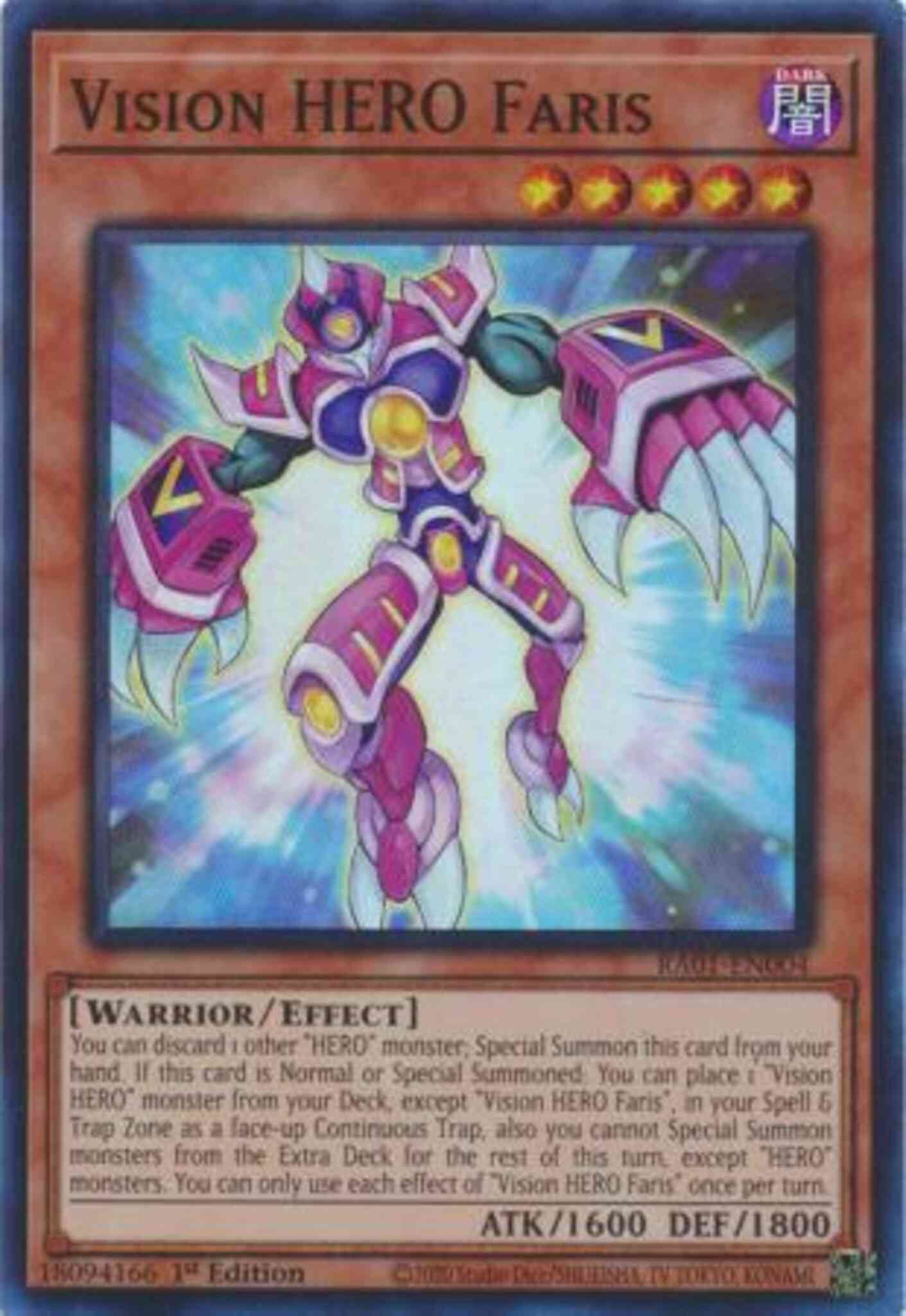 Vision HERO Faris - RA01-EN004 - Super Rare - 1st Edition
