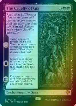 gix mtg card The Cruelty of Gix [87] [Dominaria United] [Foil] – Face to Face Games