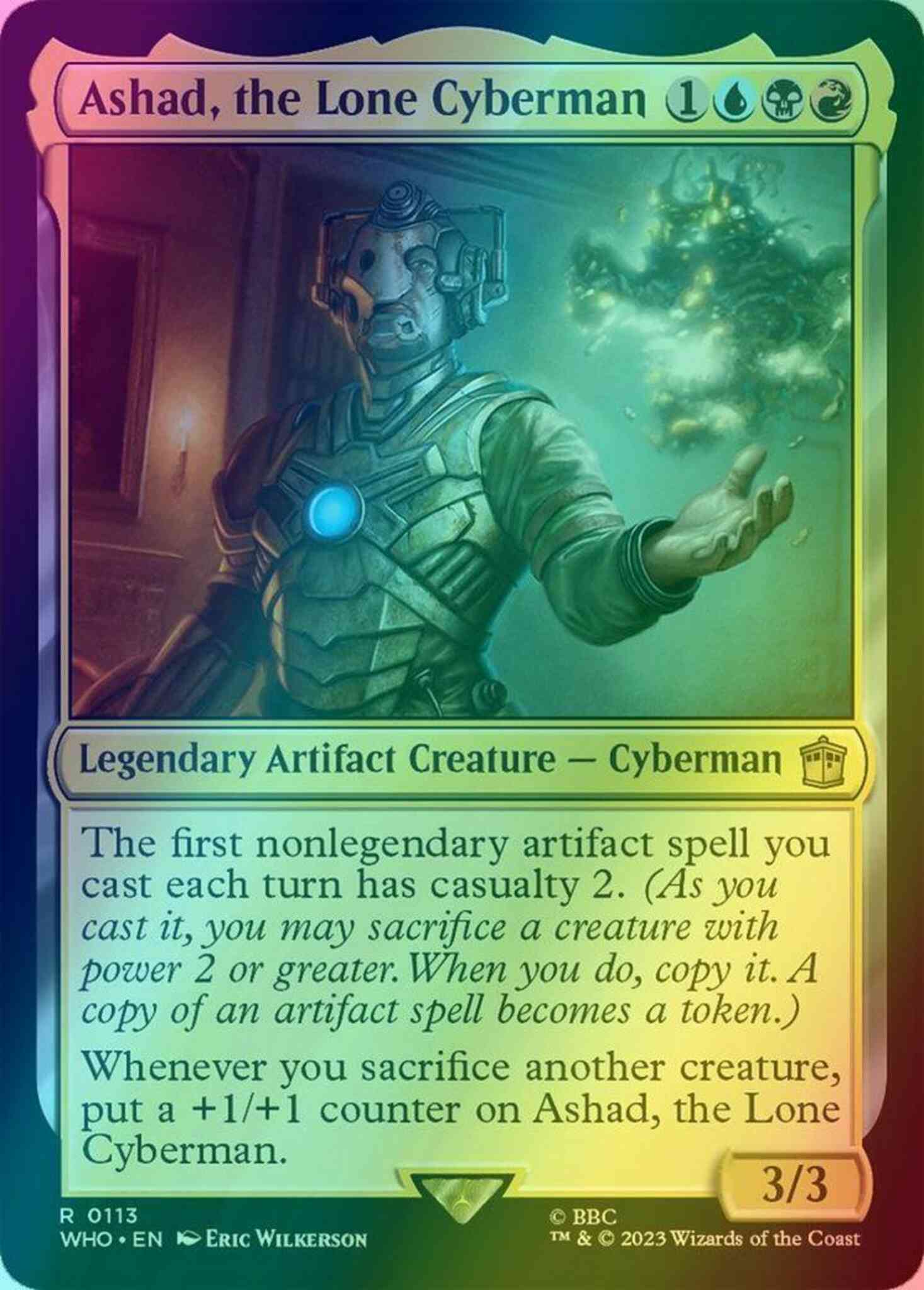 cyberman cards mtg Magic The Gathering - Universes Beyond - Doctor Who Cyberman MTG token 2/2 -