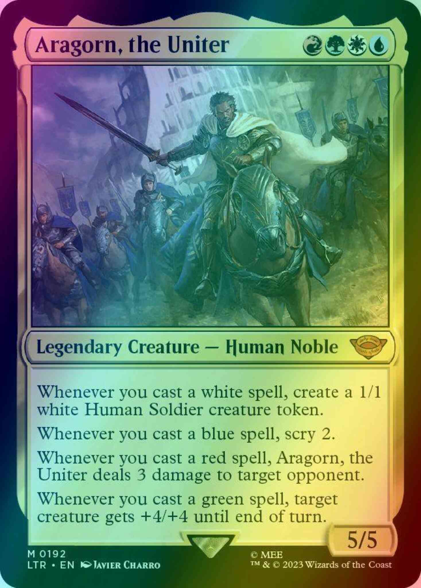 aragorn cards mtg Aragorn, the Uniter [192] [The Lord of the Rings: Tales of Middle-earth]  [Foil] – Face to Face Games