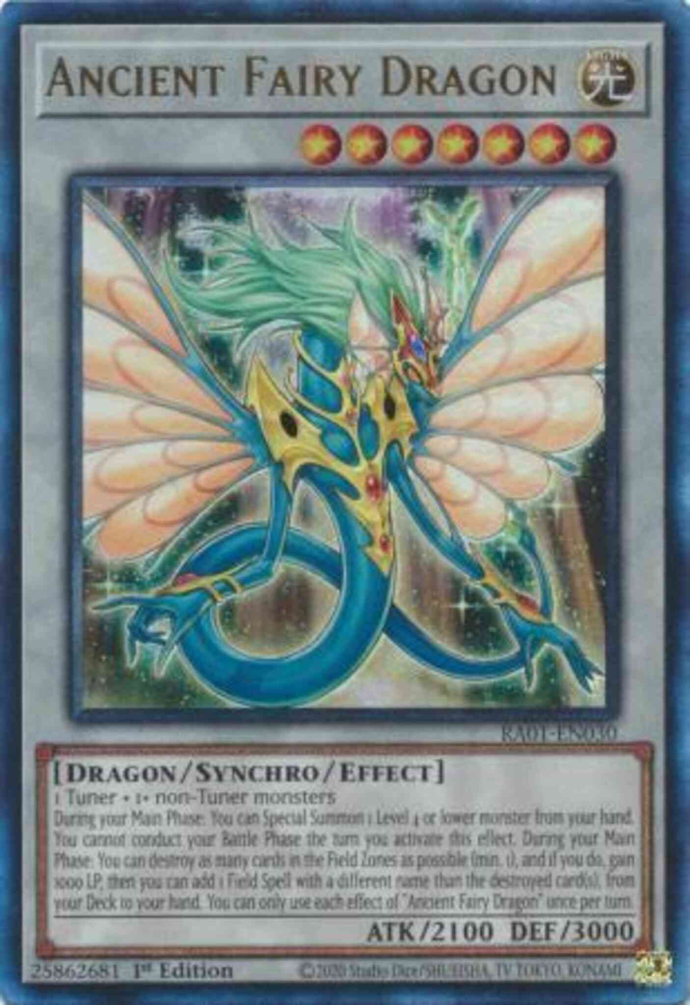 Ancient Fairy Dragon - RA01-EN030 - Prismatic Ultimate Rare - 1st Edition