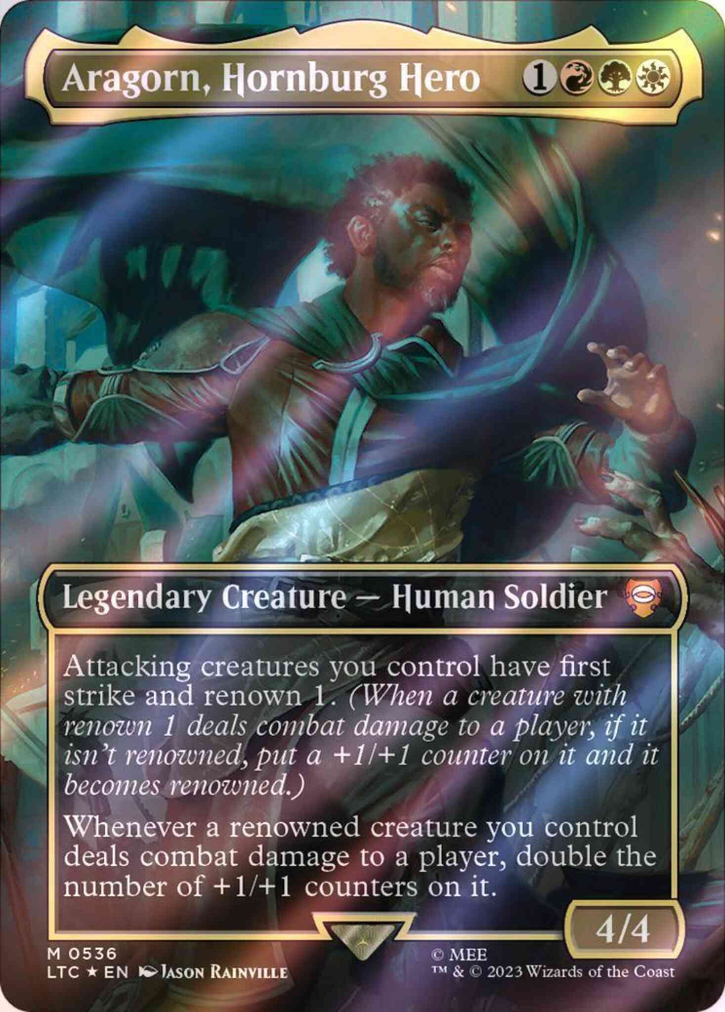 aragorn mtg card Aragorn, Hornburg Hero [536] [Borderless] [The Lord of the Rings: Tales of  Middle-earth: Commander] [Surge Foil] – Face to Face Games