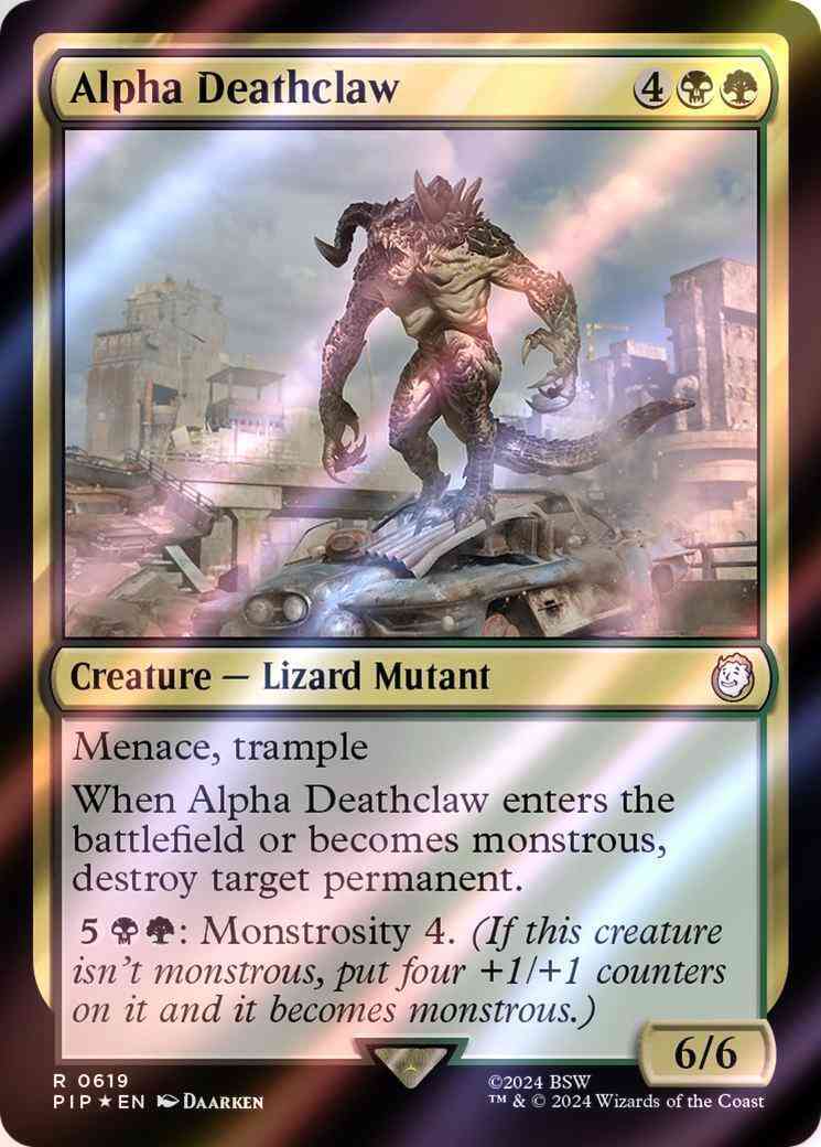 mtg deathclaw card Alpha Deathclaw [619] [Fallout] [Surge Foil] – Face to Face Games