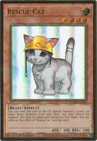 Rescue Cat - MGED-EN006 - Premium Gold Rare - 1st Edition