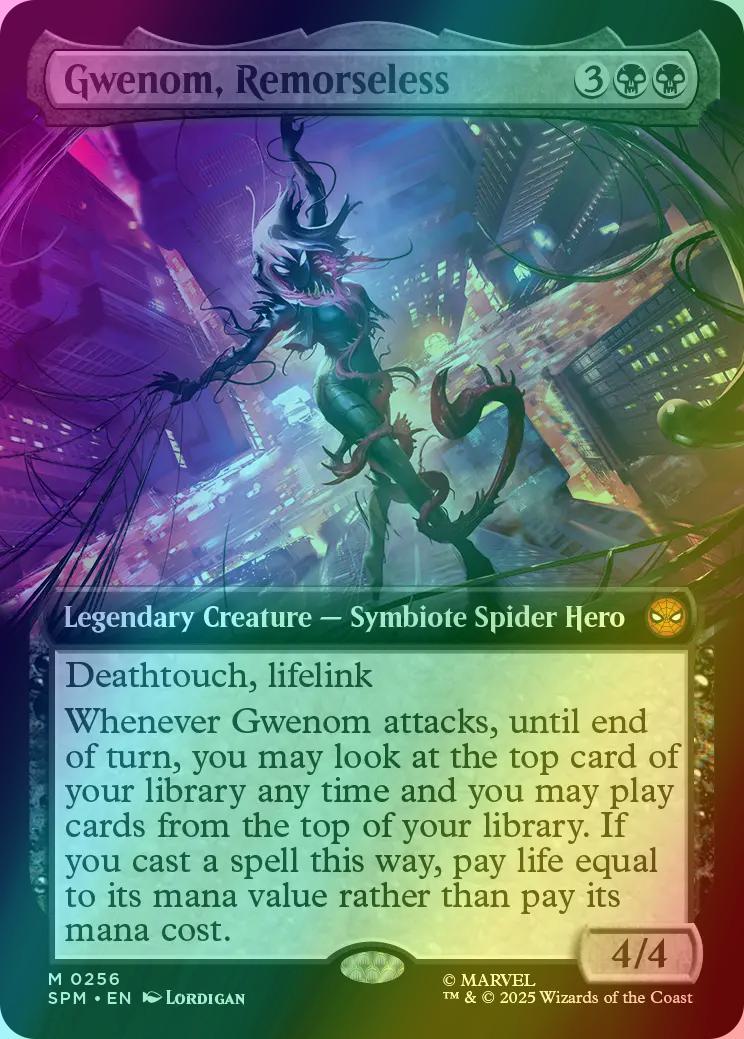 gwenom mtg card Gwenom, Remorseless [256] [Extended Art] [Marvel's Spider-Man] [Foil] –  Face to Face Games