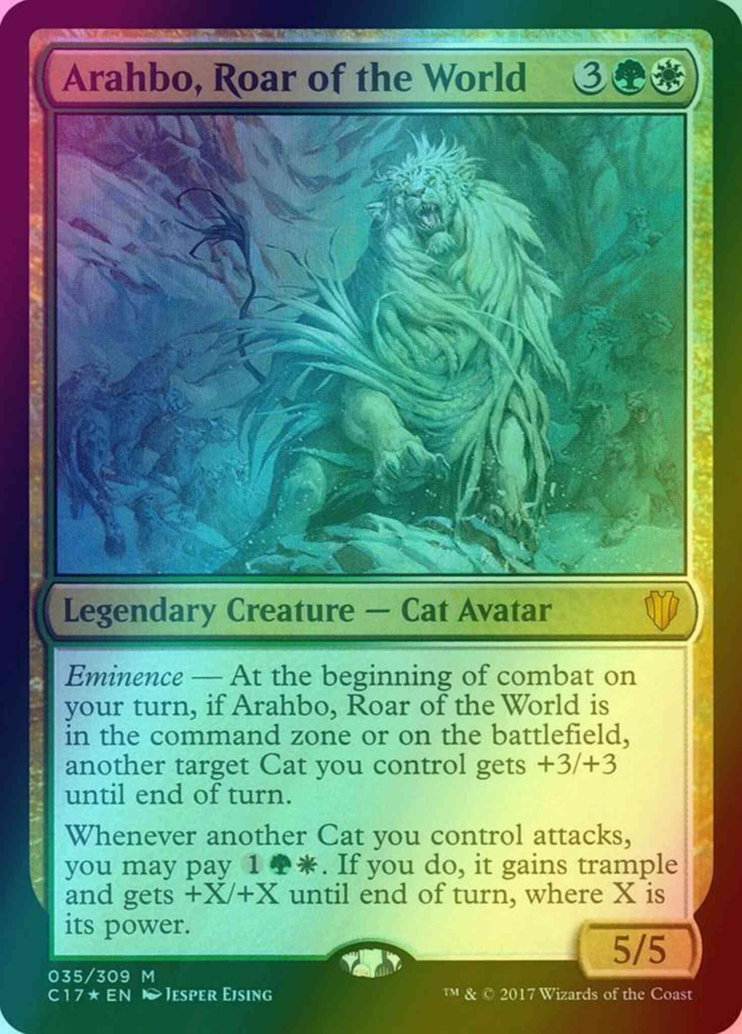 mtg arahbo commander deck Arahbo, Roar of the World EDH Tech create a 1/1 white Cat creature token Arahbo, Roar of the World
