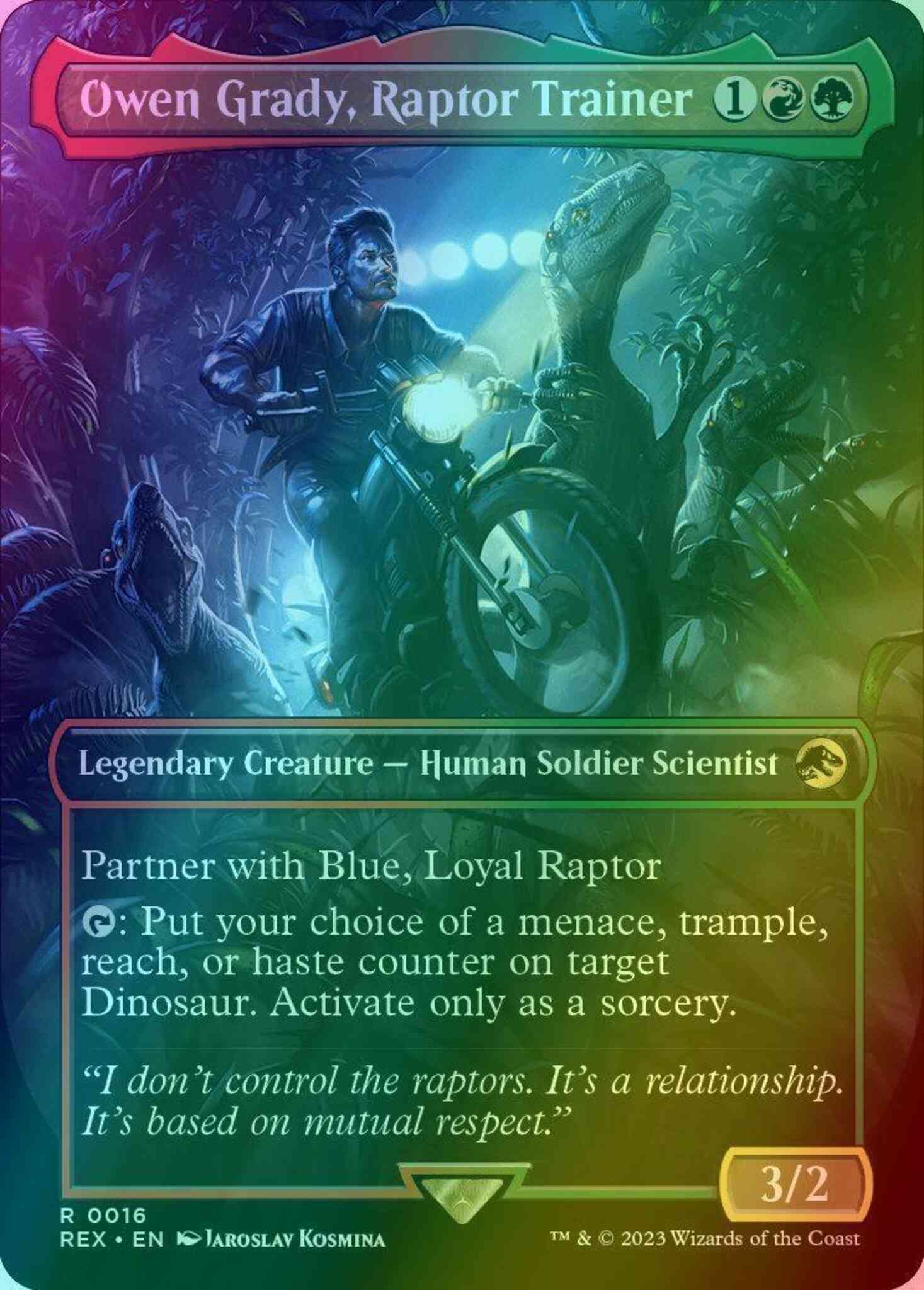 Owen Grady, Raptor Trainer [16] [Borderless] [Universes Beyond: Jurassic  World Collection] [Foil] – Face to Face Games
