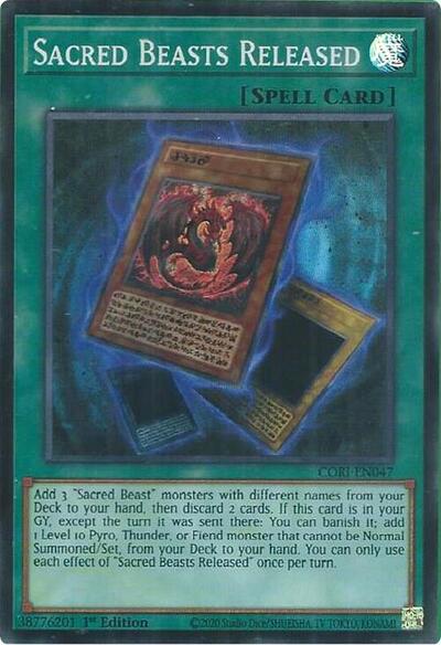 Sacred Beasts Released - CORI-EN047 - Super Rare - 1st Edition